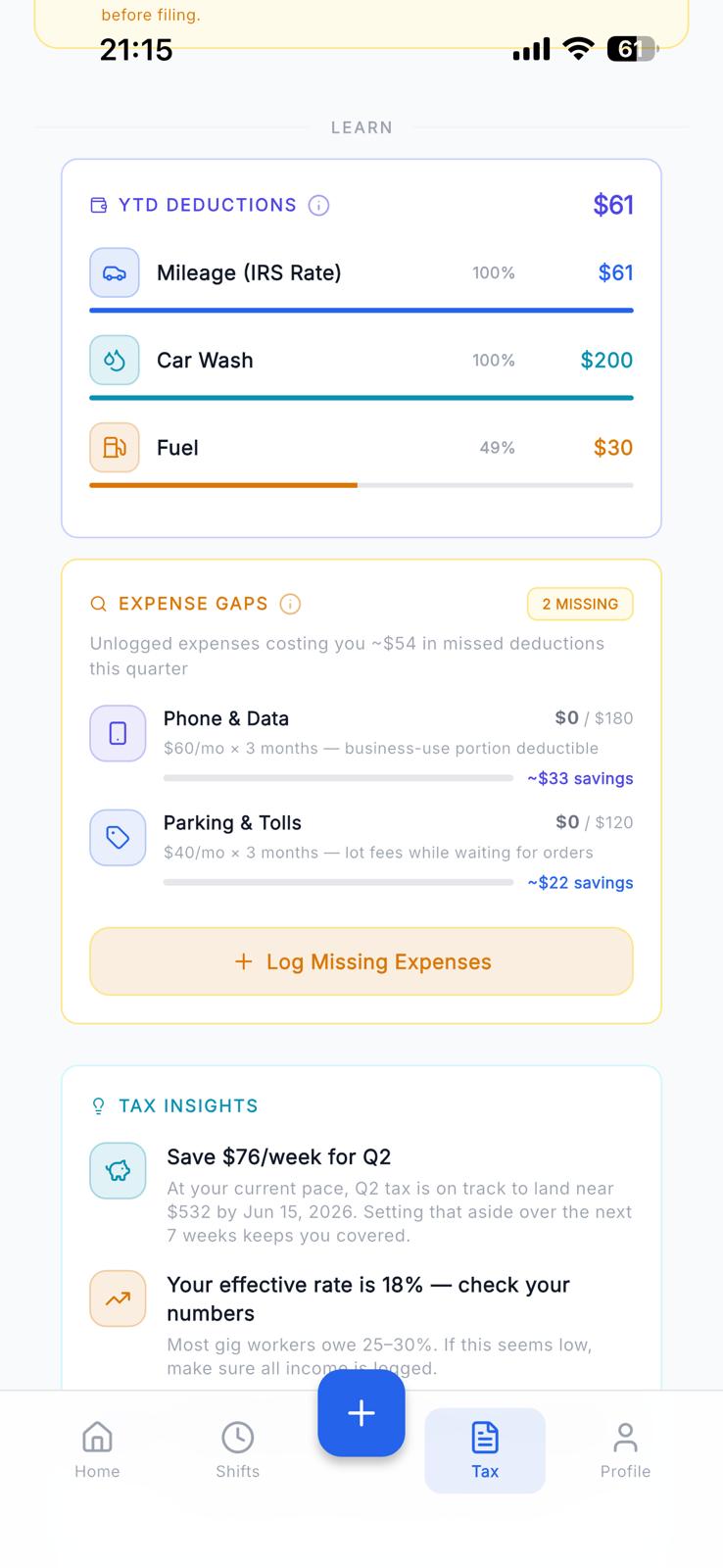 Shifts list